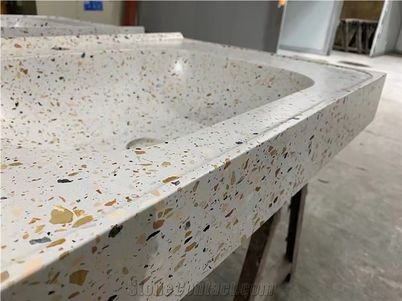 China Colored Terrazzo Shining Project Bathroom Sink