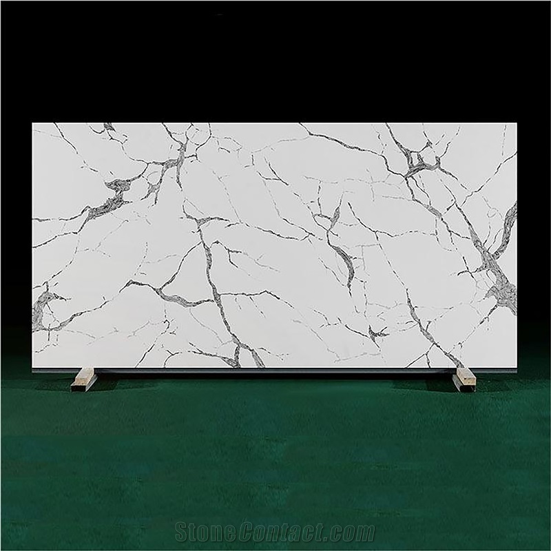 China Shining Snow Mountain White Engineering Quartz Slabs