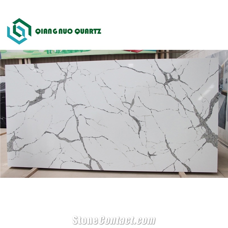 China Shining Snow Mountain White Engineering Quartz Slabs