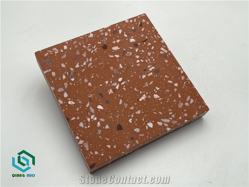 Chinese Deep Red Engineering Board Terrazzo Slabs