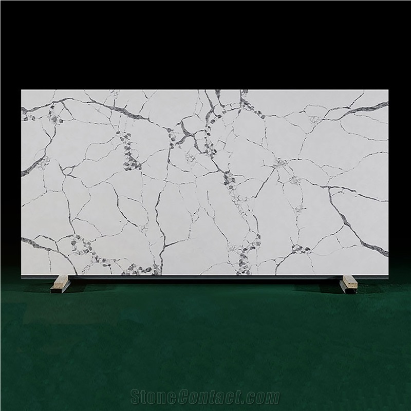 Chinese Fine Line Fish Belly White Artificial Stone Slabs