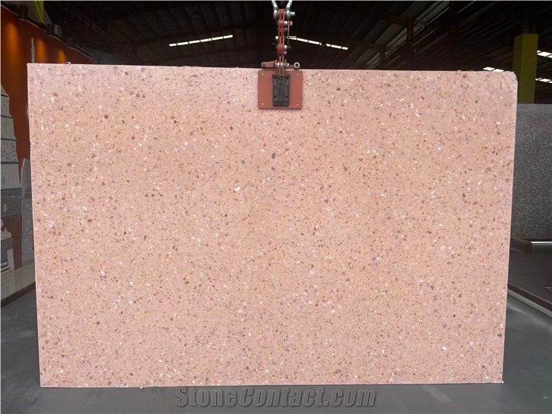 Chinese Pink Diamond Color Engineering Board Terrazzo Slabs