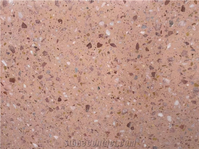 Chinese Pink Diamond Color Engineering Board Terrazzo Slabs