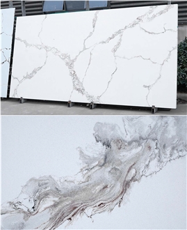 Classic White Non Radiative Artificial Carrara Quartz Slabs