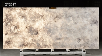 Cloud Transparent Mica Yellow Wall Artificial Stone Slabs