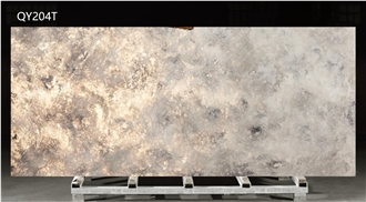 Cloud Transparent Mica Yellow Wall Artificial Stone Slabs