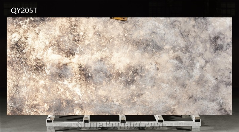 Cloud Transparent Mica Yellow Wall Artificial Stone Slabs