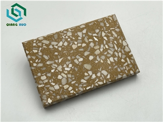 Coffee Colored Stone Slab Floor Dedicated Terrazzo Slabs