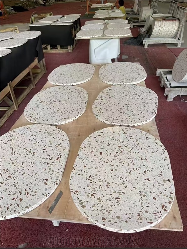 Colorful Hard Terrazzo Tabletop Solid Surface Table Tops