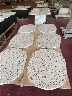 Colorful Hard Terrazzo Tabletop Solid Surface Table Tops