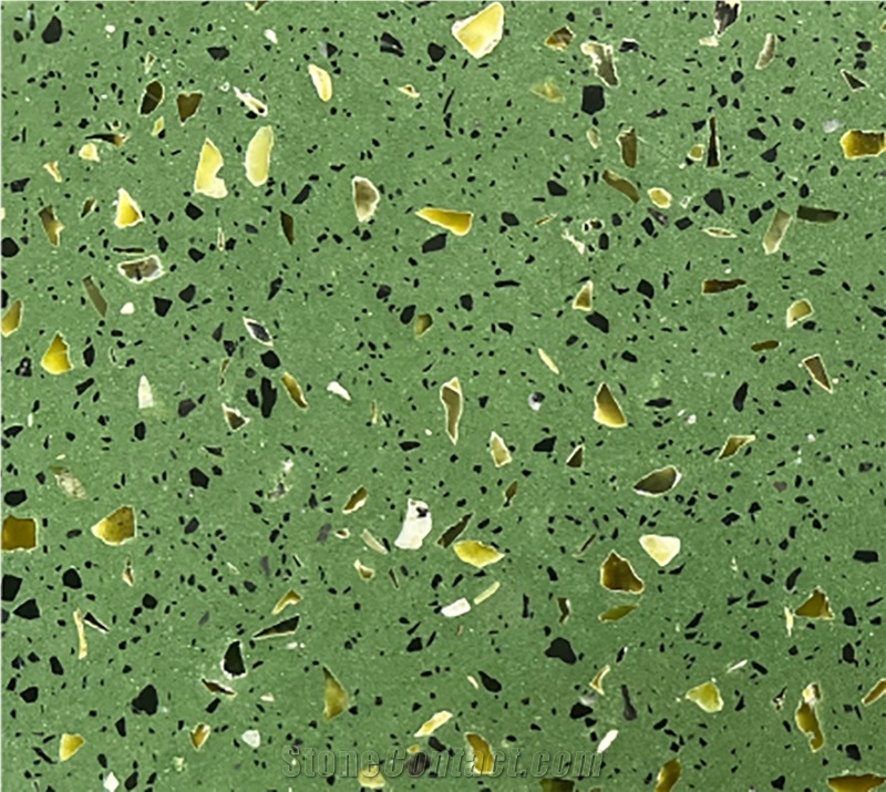 Engineering Pure Green Low-Priced Water Terrazzo Slabs