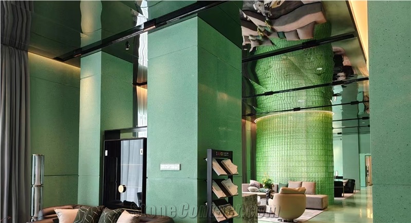 Engineering Pure Green Low-Priced Water Terrazzo Slabs