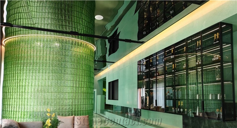 Engineering Pure Green Low-Priced Water Terrazzo Slabs