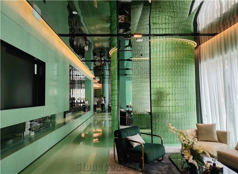 Engineering Pure Green Low-Priced Water Terrazzo Slabs