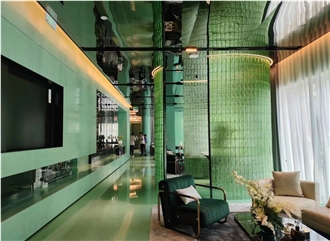 Engineering Pure Green Low-Priced Water Terrazzo Slabs