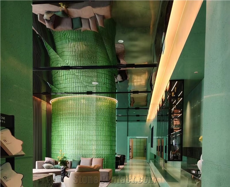 Engineering Pure Green Low-Priced Water Terrazzo Slabs