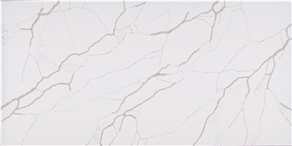 Golden Vein Fine Grain Pure White Quartz Slabs