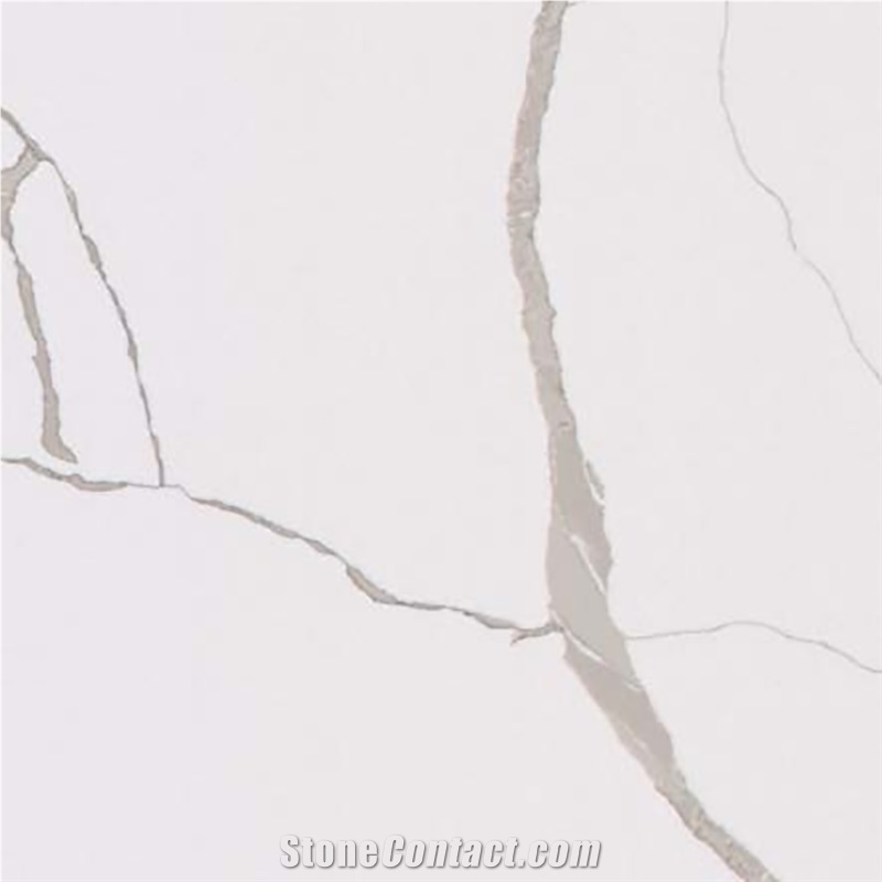 Golden Vein Fine Grain Pure White Quartz Slabs