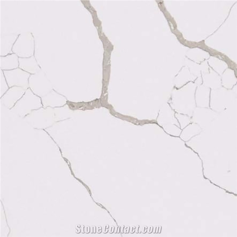 Golden Vein Fine Grain Pure White Quartz Slabs