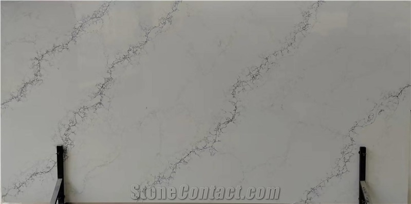 Gray Sparkling Vein Polished White Quartz Slabs