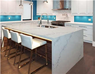 Gray Sparkling Vein Polished White Quartz Slabs