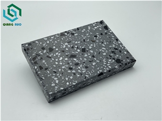 High Hardness Dark Black Engineering Terrazzo Slabs