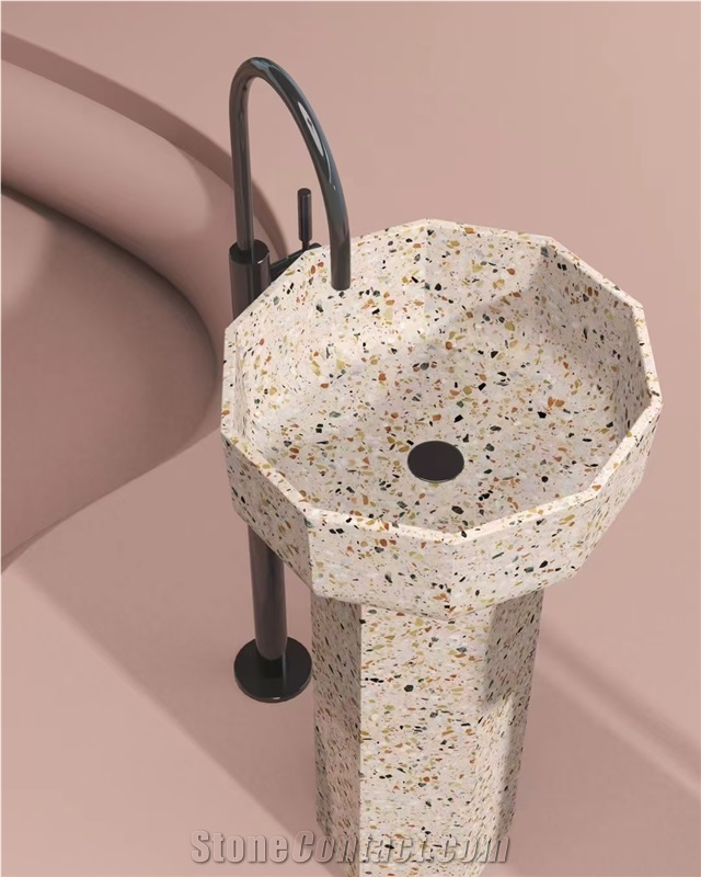 Highly Designed White Terrazzo Artificial Stone Basin