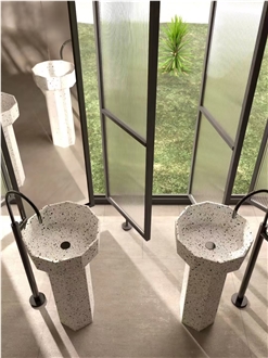 Highly Designed White Terrazzo Artificial Stone Basin