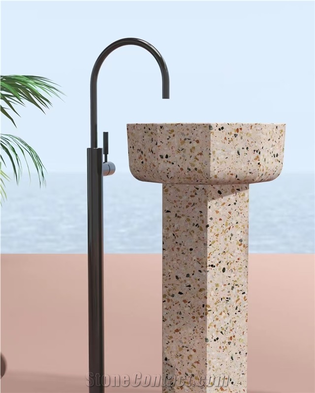 Highly Designed White Terrazzo Artificial Stone Basin
