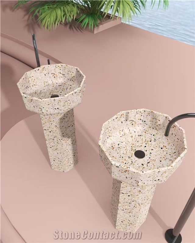 Highly Designed White Terrazzo Artificial Stone Basin
