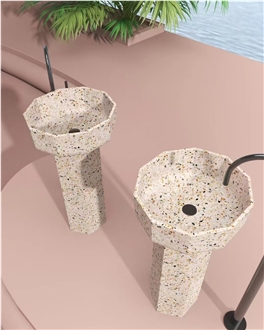 Highly Designed White Terrazzo Artificial Stone Basin