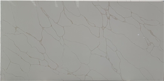 Light Yellow Vein Patterned Polished Surface Quartz Slabs