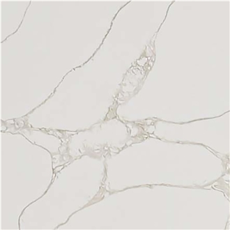 Light Yellow Vein Patterned Polished Surface Quartz Slabs