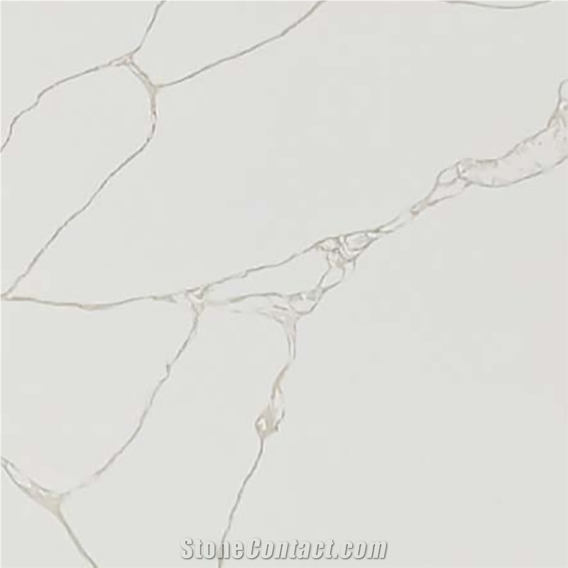 Light Yellow Vein Patterned Polished Surface Quartz Slabs