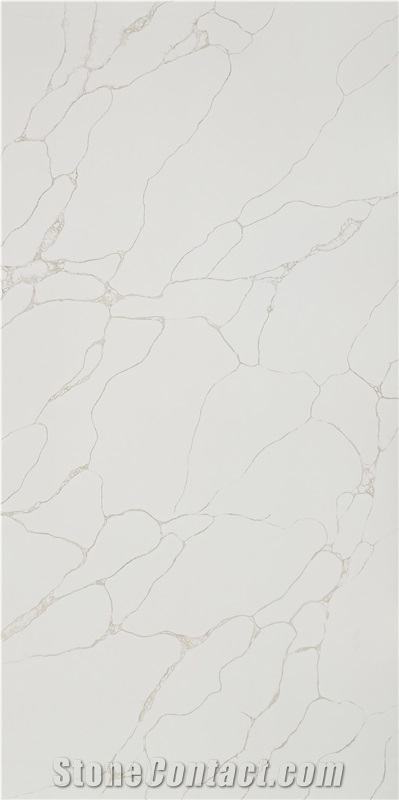 Light Yellow Vein Patterned Polished Surface Quartz Slabs