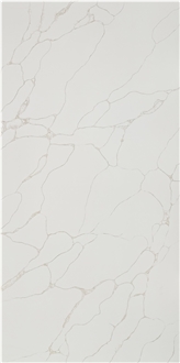 Light Yellow Vein Patterned Polished Surface Quartz Slabs