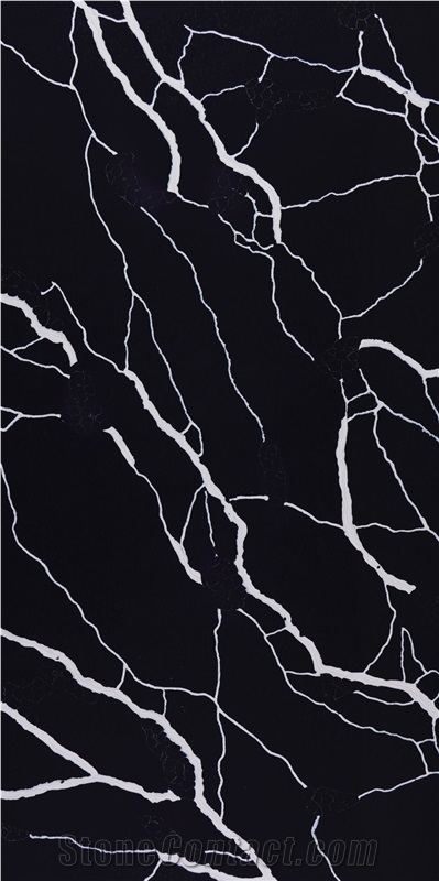 Lightning White Light Pattern Polished Surface Quartz Slabs
