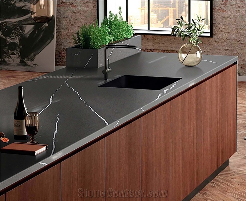 Modern Design Gray Quartz Slabs