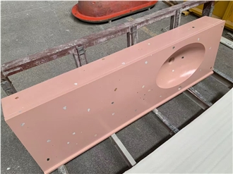 Pink Customized Terrazzo Bathroom Top Integrated Terrazzo Sink