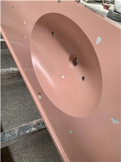 Pink Customized Terrazzo Bathroom Top Integrated Terrazzo Sink