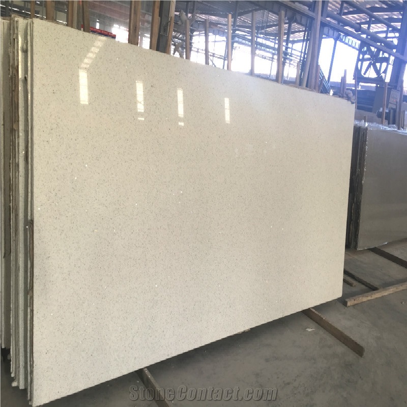Pure White Particle Water Tank Board Artificial Quartz Slabs