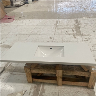 Pure White Particle Water Tank Board Artificial Quartz Slabs