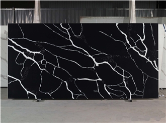 Shiny Interstellar Polished Black Quartz Quartz Slabs