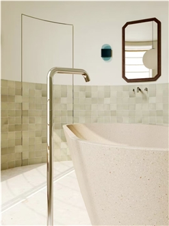 Simple White Water Mill Terrazzo Bathtub