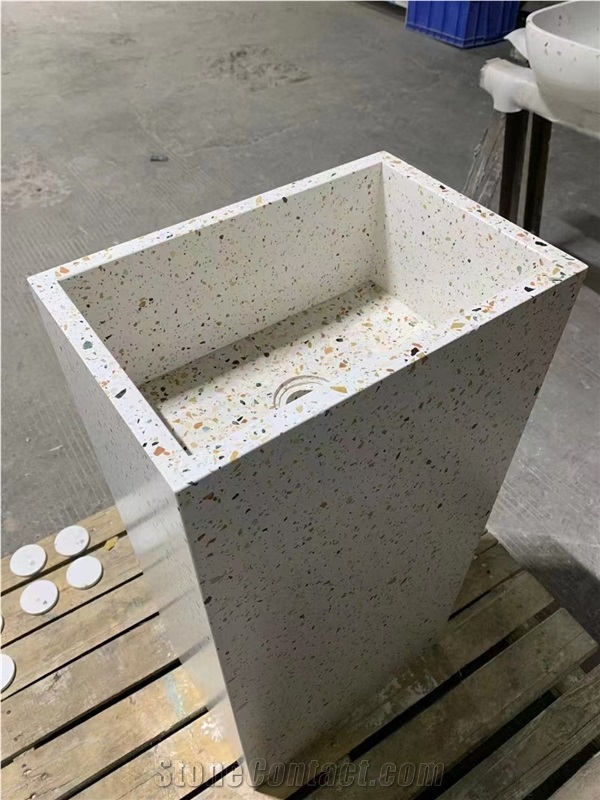 Small And Convenient Washbasin Terrazzo Stone Basin