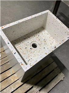 Small And Convenient Washbasin Terrazzo Stone Basin