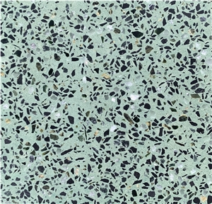 Small Flower Green Grain Terrazzo Floor Tiles
