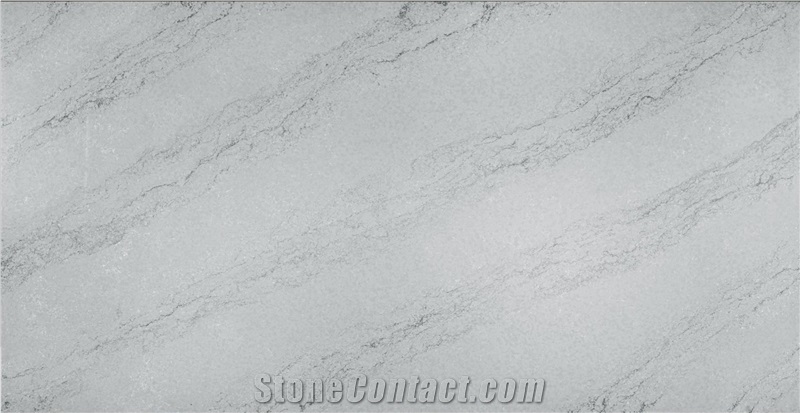 Striped Gray Polished Visual Engineering Board Quartz Slabs