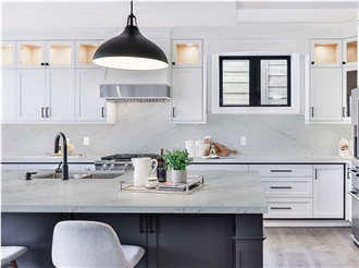 Striped Gray Polished Visual Engineering Board Quartz Slabs