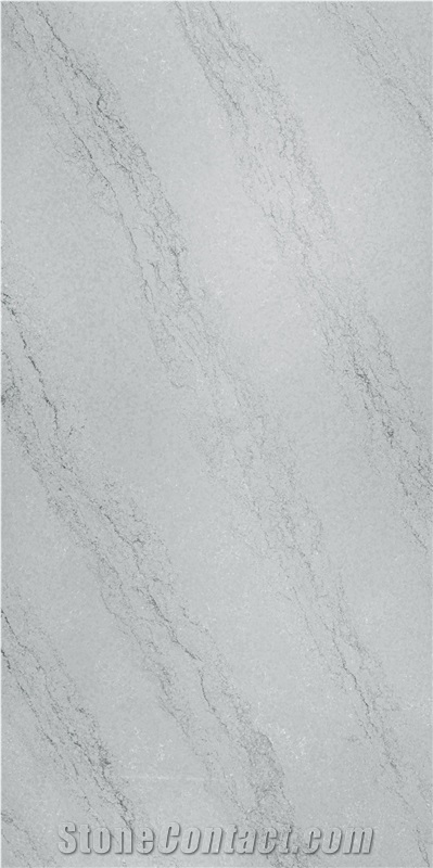 Striped Gray Polished Visual Engineering Board Quartz Slabs